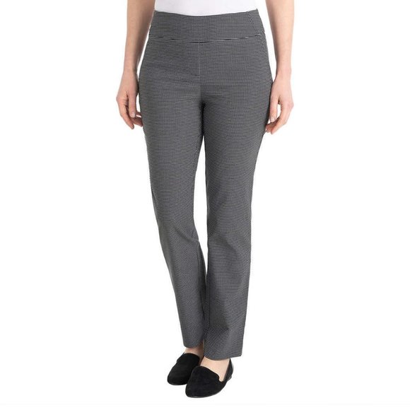 Hilary Radley Pull-on Pants -Black & White Plaid S - Picture 1 of 7